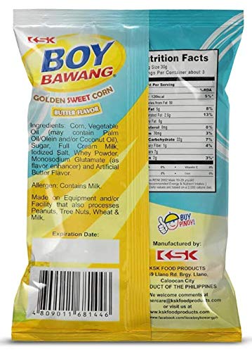 Boy Bawang Cornick, Butter - Crispy Tasty & Gluten-Free Corn Nuts (6 Pack, Total Of 600G)