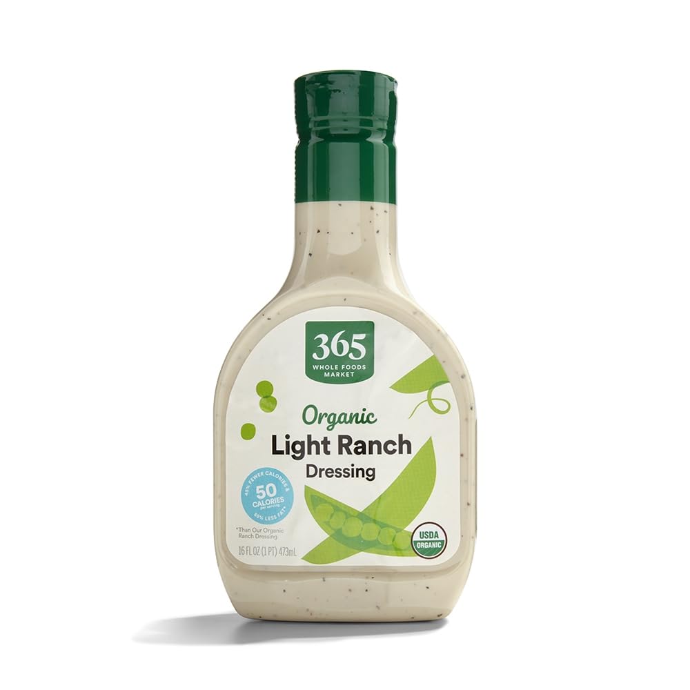 365 by Whole Foods Market Organic Ranch Dressing, Light, 16 Fl Oz - Healthy, Flavorful Dressing for Salads and Dips