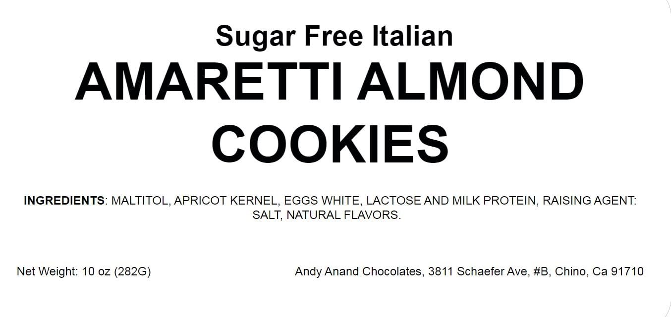 Andy Anand Sugar Free Gourmet Italian Soft Amaretti Almond Cookies In 4 Flavors 20 Pcs, Gluten Free, Slowly Savor For An Amazing