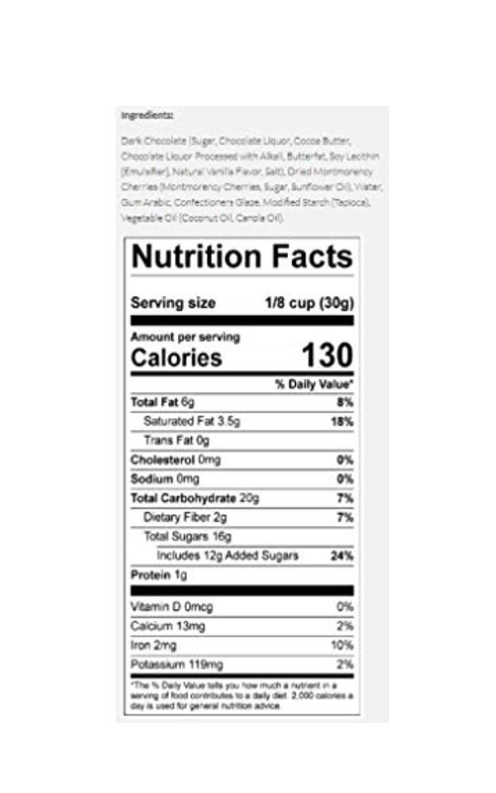 Cherry Bay Orchards Dark Chocolate Covered Cherries (6 oz Bag) - Natural Dried Tart Montmorency Cherries - No Artificial Colors,