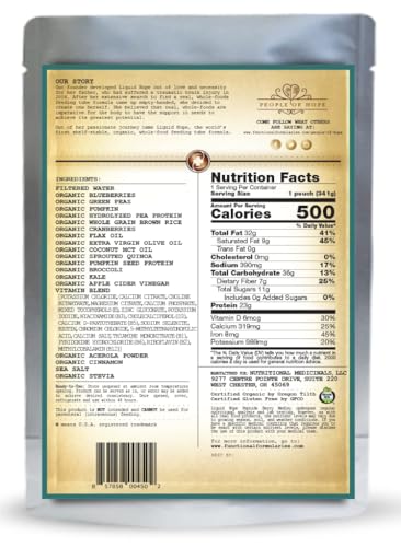 FUNCTIONAL FORMULARIES Liquid Hope Orgainc Peptide  Berry Medley  Tube Feed Formula  23 g Protein  7g Fiber  Meal Replacement  12 Oz (24 Pack)
