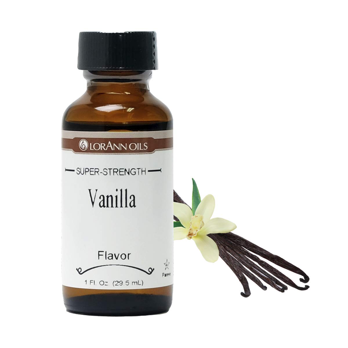 LorAnn Oils Super Strength Flavoring - Vanilla, 1 fl oz, Clear Liquid, Model 0690, Ideal for Candy Making and Baking