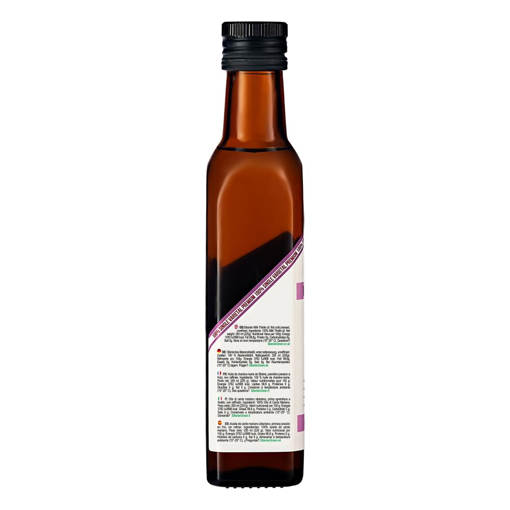 Siberian Green Milk Thistle Oil – 250Ml Single Varietal Seed Oil – Extra Virgin Unrefined Cold Pressed Food-Grade Formula From Siberia Altai Golden Mountains