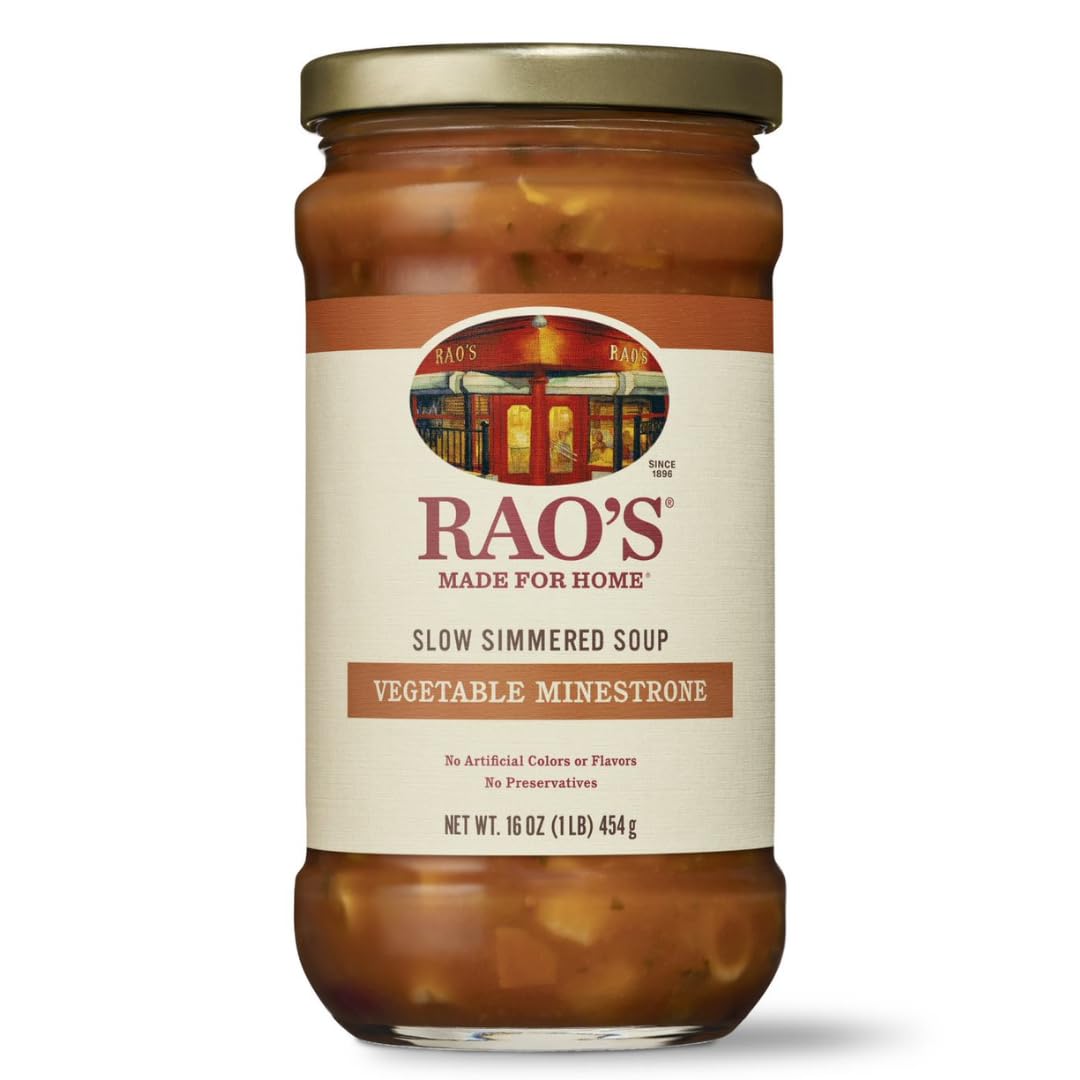 Raos Homemade Vegetable Minestrone Soup, 16oz, Real Vegetables, Traditional Italian Heat and Serve Soup