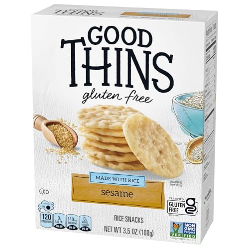 GOOD THINS Sesame Rice Snacks Gluten Free Crackers, Snack Crackers, 3.5 oz (Pack of 2)