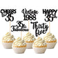30Pcs Happy 35Th Birthday Cupcake Toppers Glitter Thirty Five Vintage 1988 Cupcake Picks 35 Fabulous Cheers To 35 Years Cake Dec