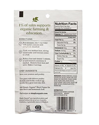 Simply Organic Roasted Turkey Flavored Gravy Mix, 0.85 Ounce 12-Pack, Cert. Organic, Gluten-Free, Kosher, Rich Turkey Gravy