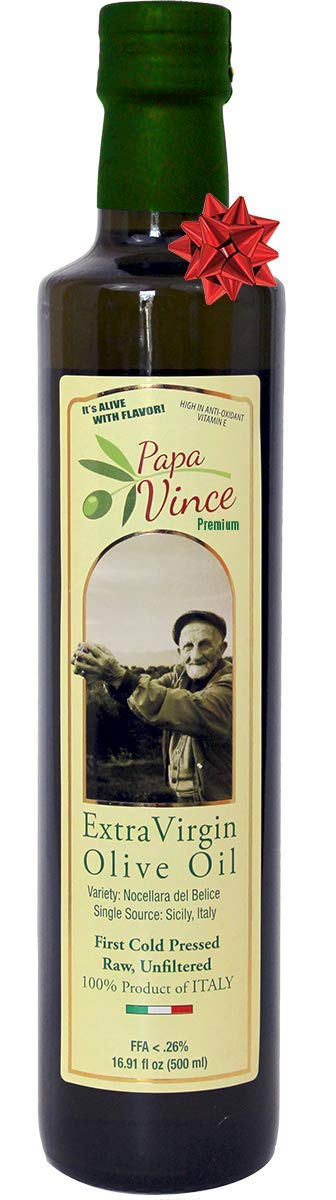 Papa Vince Extra Virgin Olive Oil - Hydroxytyrosol, First Cold Pressed, 16.91 Fl Oz, Single Estate, Sicily, Italy