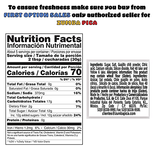 Zumba Pica Tangy Chili Powder for Fruits, 1.7lb (750g) - Mexican Candy Seasoning, Perfect for Dulces Mexicanos Picantes