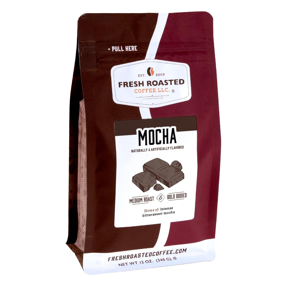 Fresh Roasted Coffee, Mocha Flavored Coffee, 12 Oz, Medium Roast, Kosher, Ground