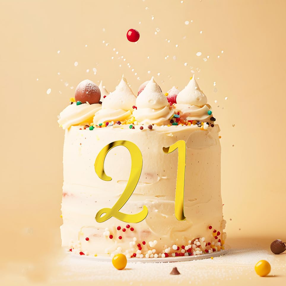 Large Acrylic Cake Numbers Topper, 3.5 Inch 0-9 Numbers Happy Birthday Cake Topper Gold Acrylic Wedding Party Cupcake Toppers Fo