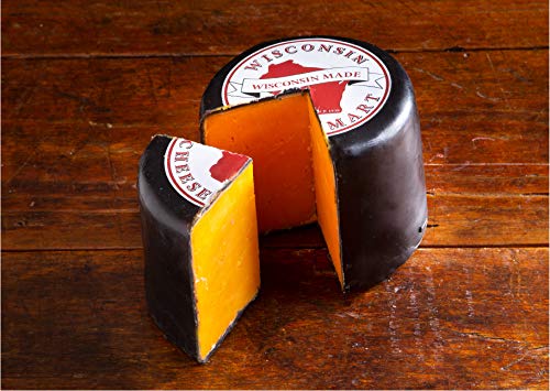Medium Aged Cheddar Cheese Wheel - 6+ Months | 3 Pound Black Wax Wheel | Creamy, Sweet & Distinct Authentic Wisconsin Cheddar Ch