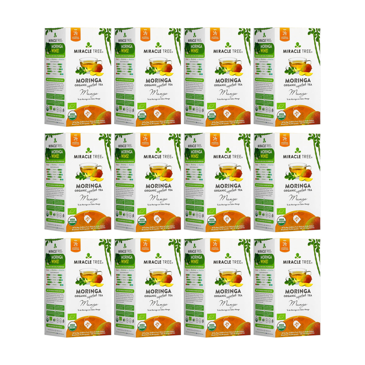 Organic Moringa Tea - Mango - Caffeine-Free Herbal Tea