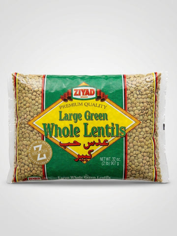 Ziyad Large Green Whole Lentils 32 oz - Premium Mediterranean Quality