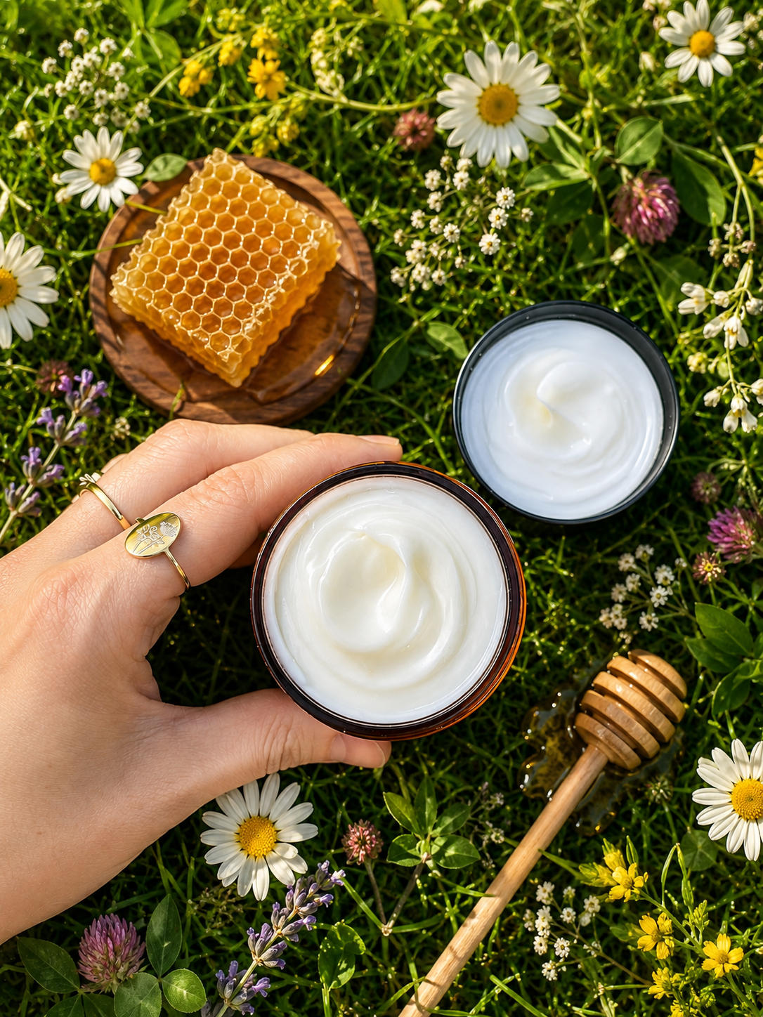 Organic Grass-Fed Beef Tallow Balm with Raw Honey – Handmade Deep Moisturizing Skin Balm for Dry Skin, Face & Body Care