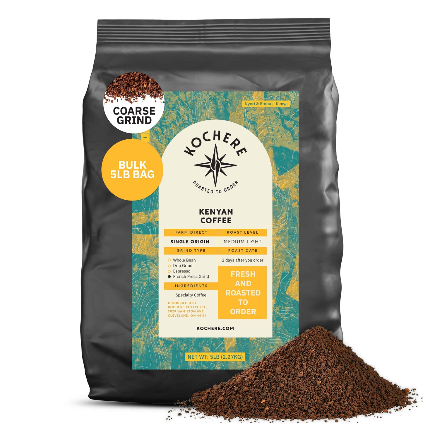Kochere Coffee Kenyan Nyeri Embu AB Medium-Light Roast - Fruity, Balanced, Bright Cup