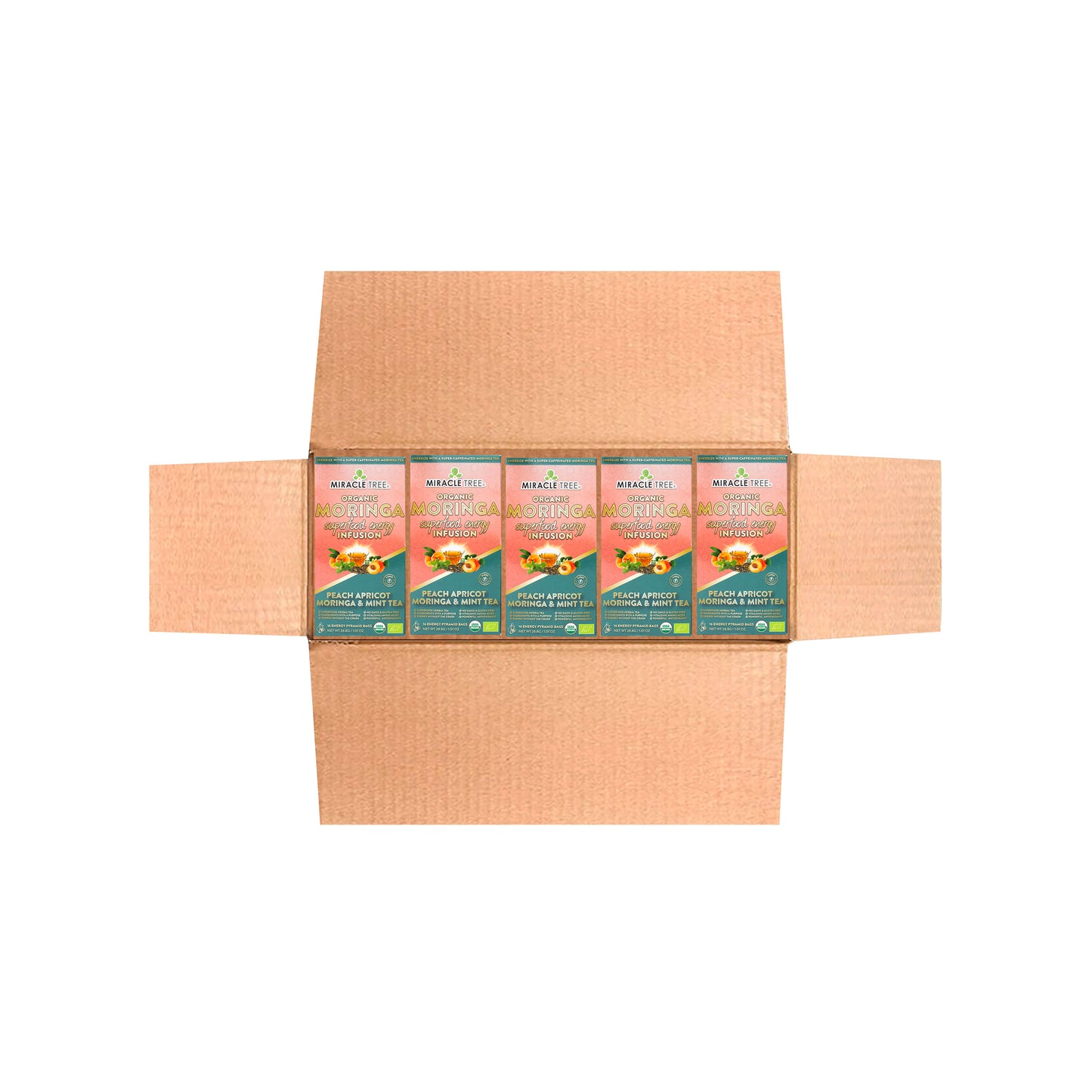 Organic Moringa Energy Tea - Peach Mint Apricot - Natural Coffee Alternative