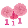 Amscan 1st Birthday Fluffy Decorations w/Danglers - Pink , 1 set