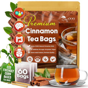 Pure Cinnamon Tea, 100% Natural & Pure Cinnamon. Cinnamon Herbal Tea. Cinnamon Stick Herbal Spice Tea. No Sugar, No Caffeine, No Gluten, Vegan.