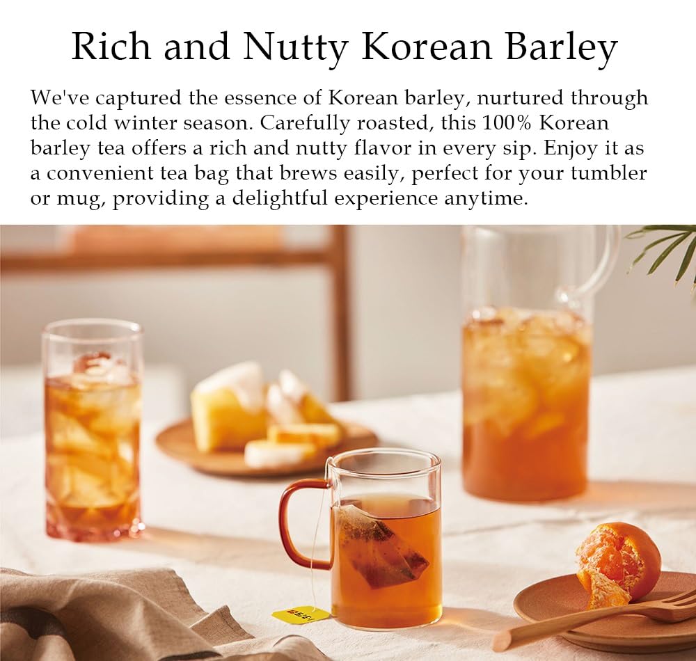 Damtuh Korean Barley Tea - Roasted Boricha Herbal Tea, Caffeine-Free, 50 Tea Bags (1.5g each)