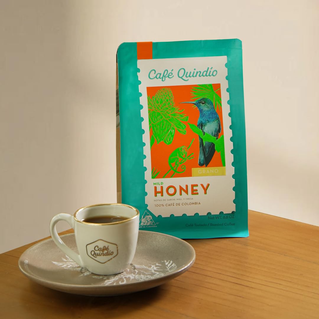 Cafe Quindio Specialty Harvest - Medium Roast 100% Colombian Excelso Whole Bean Arabica Coffee With Natural Mild Honey Tasting N