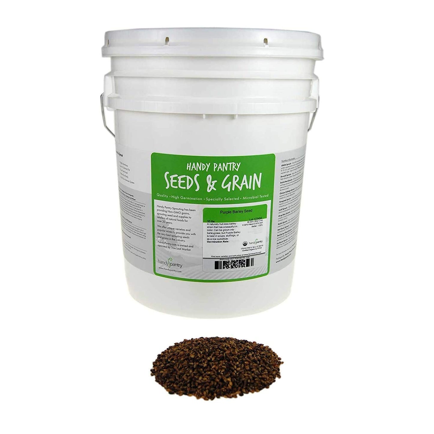 Handy Pantry Purple Barley Seeds - Certified Organic - 35 Lb Bucket - Model PBAR-35