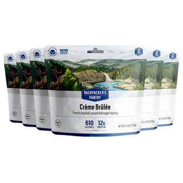 Backpackers Pantry Creme Brulee - Freeze Dried Backpacking & Camping Food - Emergency Food - 12 Grams of Protein, Vegetarian, Gluten-Free - 6 Count