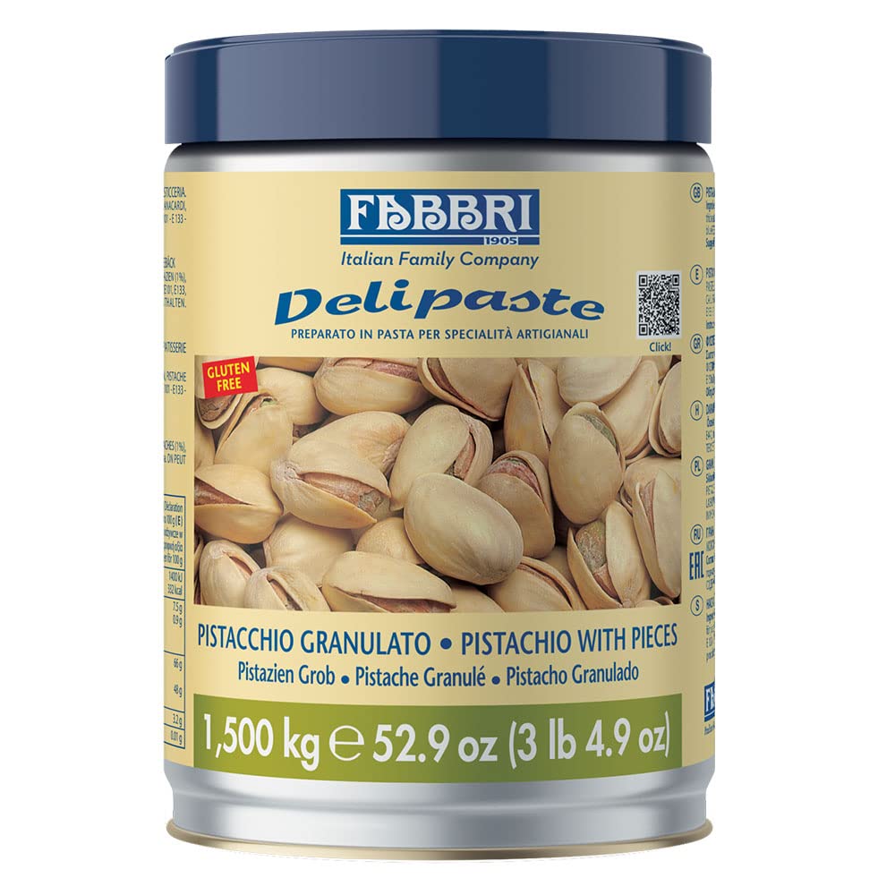 Fabbri Delipaste Pistachio Ground (with pieces), Flavoring Compound for Gelato, Ice Cream, Soft Serve, Pastry and Confectionary 