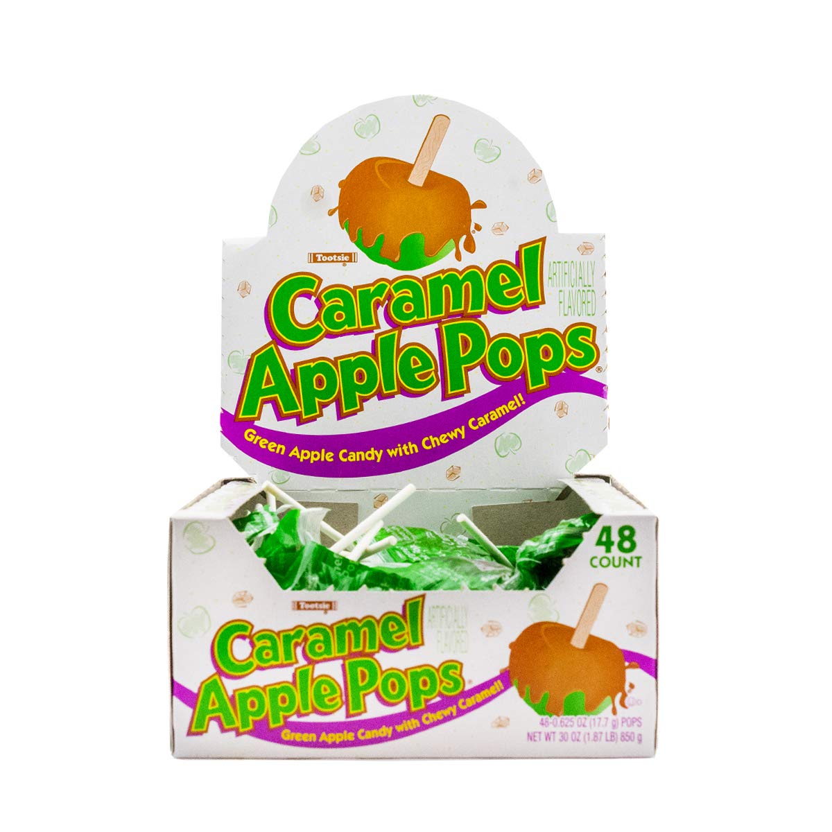 Tootsie Roll Caramel Pops Package APPLE 48 Count, 1 Pack