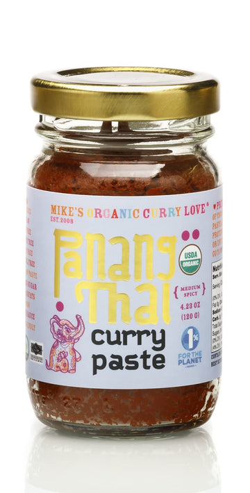 Panang Thai curry Paste ORgANIc. VEgAN. DAIRY FREE. SUgAR FREE. KETO FRIENDLY. MADE IN THAILAND. 4.23 oz glass Jar