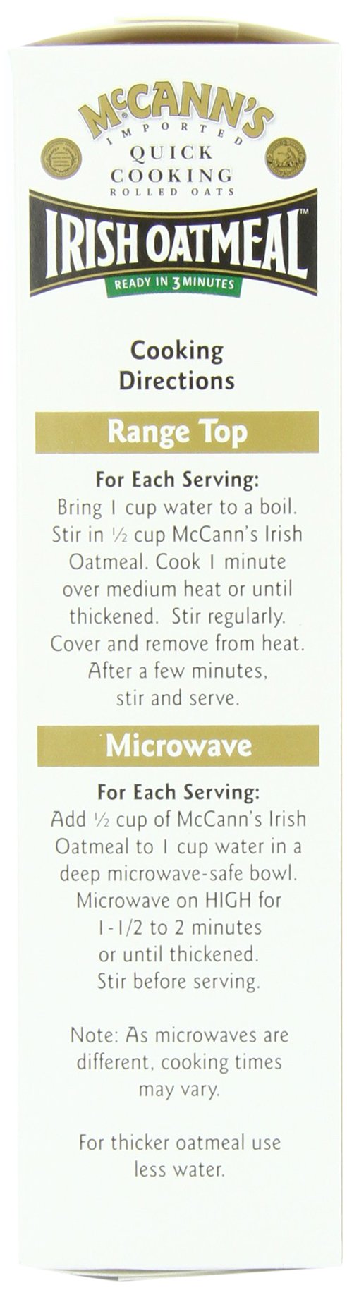 McCanns Irish Oatmeal Quick Cooking Rolled Oats, 16-Ounce Boxes, Pack of 6