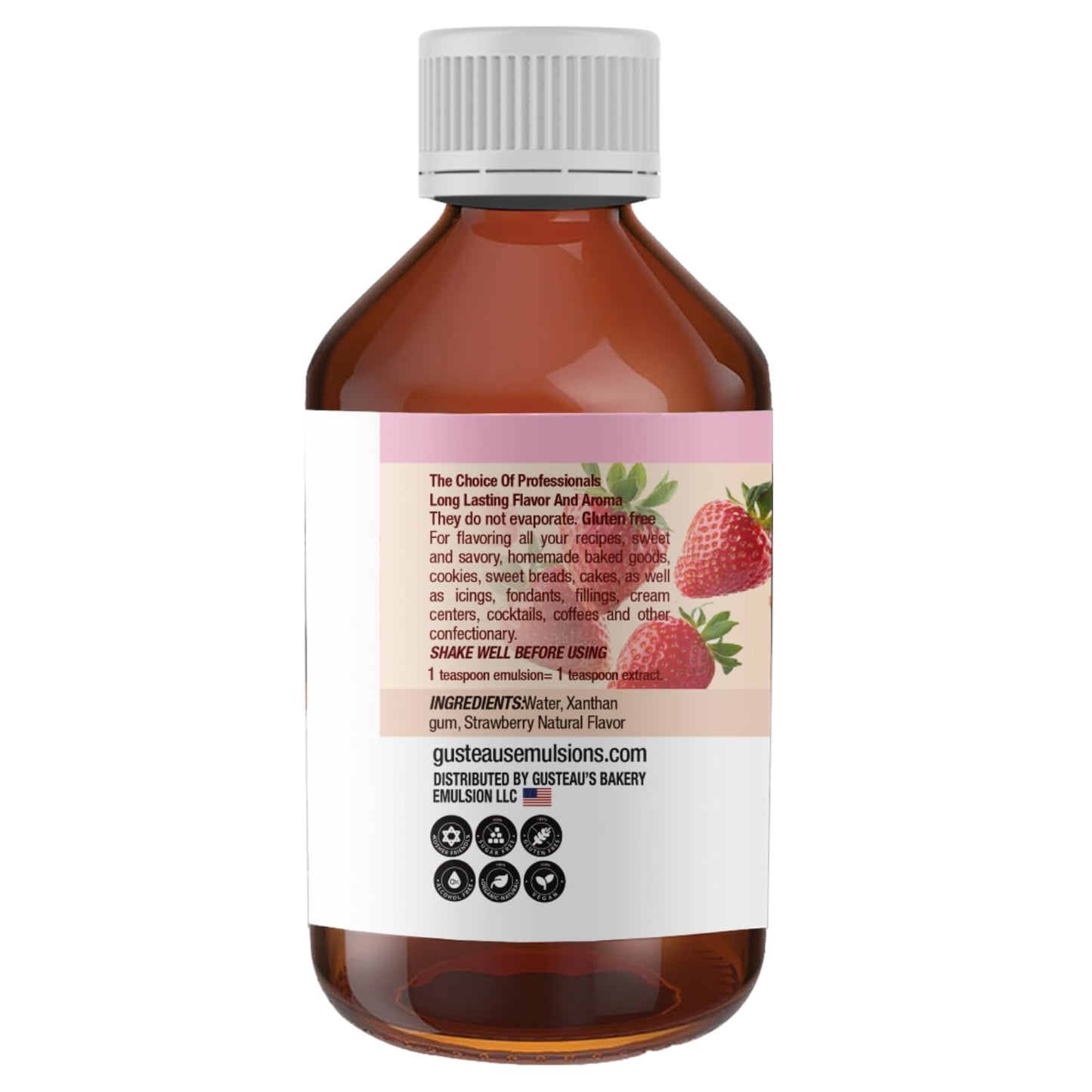 Gusteau's - Strawberry Flavor Bakery Emulsion, 4 fl oz (100ml) (Strawberry)