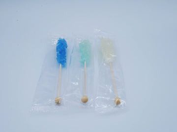 Frozen Ice Rock Candy On A Stick (72 Pack) - Bulk Individually Wrapped Pure Sugar Blue, Light Blue, And White Edible Crystal Roc