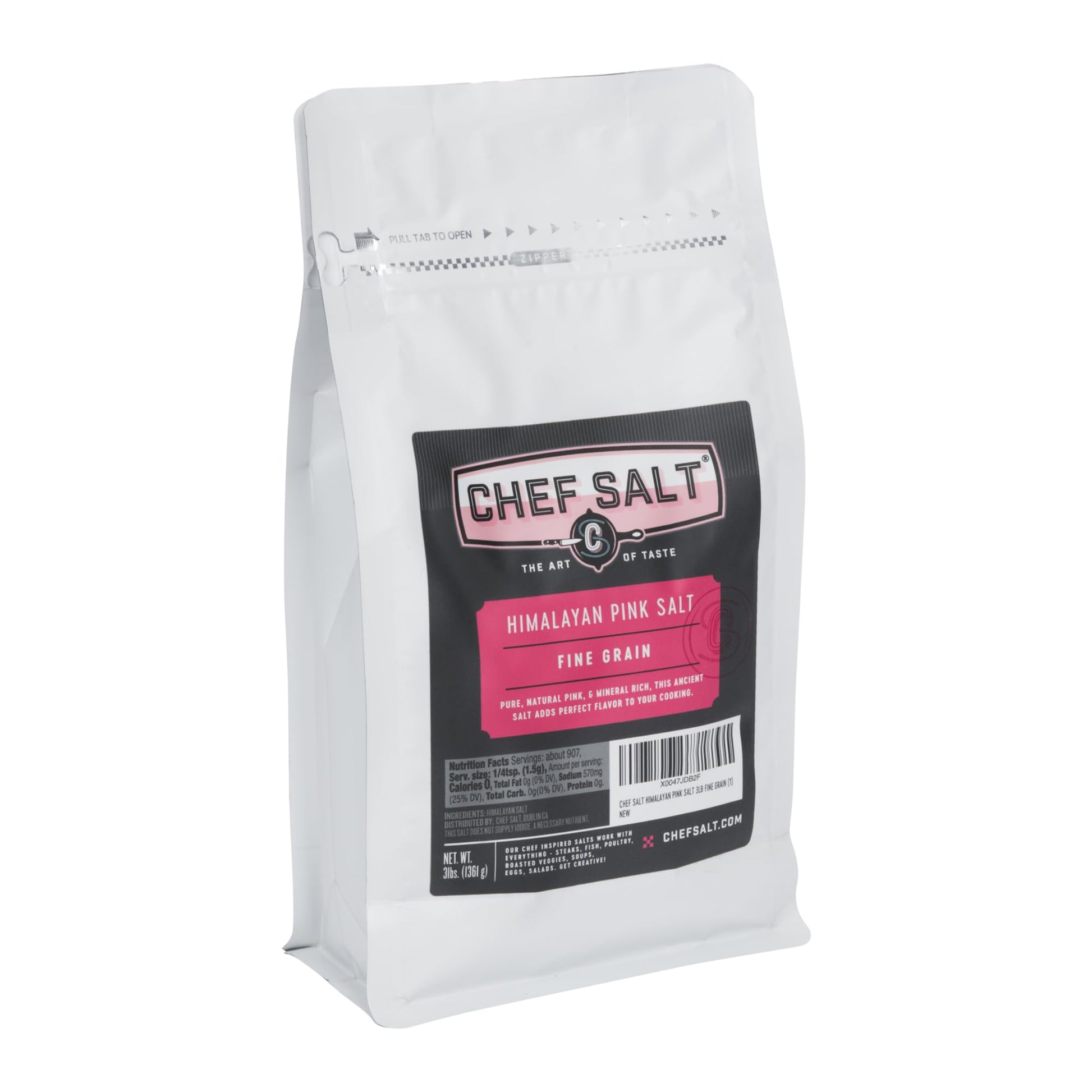 CHEF SALT Himalayan Pink Salt 3lb Fine Grain