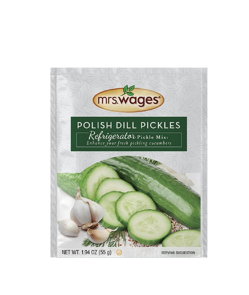 Mrs. Wages Polish Dill Pickles Refrigerator Mix | Quick and Easy | Simple-To-Use | Simple Homemade Pickles | Traditional Pickle Flavoring | 1.94 oz Packet (Value Pack of 12)