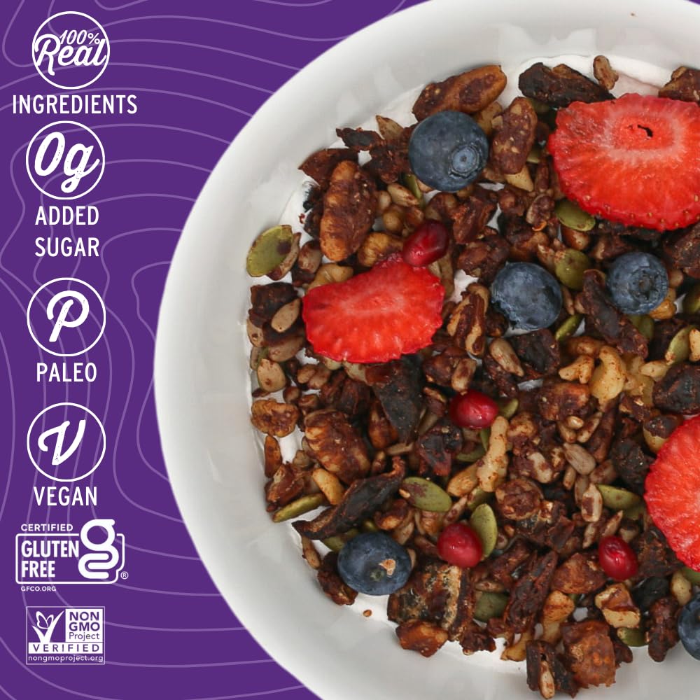 Wildway Keto Granola | Dark Chocolate Sea Salt | Grain-Free Certified Gluten-Free Cereal | Vegan, Low Carb | No Sugar Added | Pa