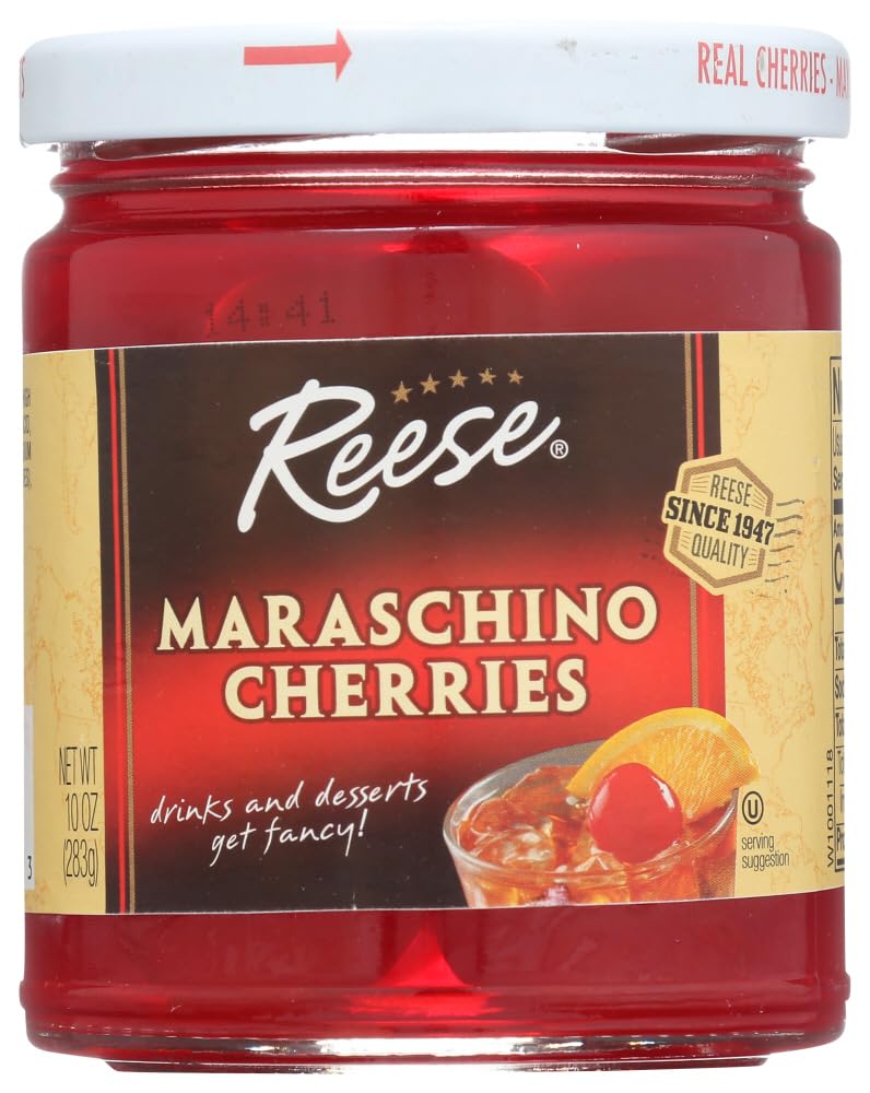 Reese Red Maraschino Plain, 10-Ounce Jars (Pack Of 12)