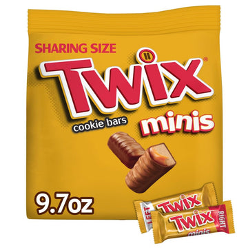 Twix Caramel Minis Size Chocolate Cookie Bar Candy 9.7-Ounce Bag (Package May Vary)