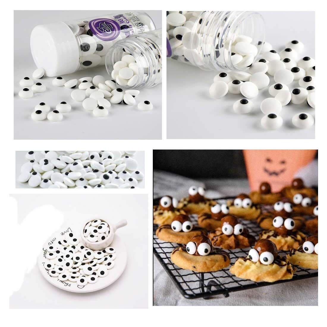 Georld 2 Bottle Candy Eyeballs Eyes Cake Cupcake Toppers Cookie Decorations,6.9 Ounce,Two Size Mixed