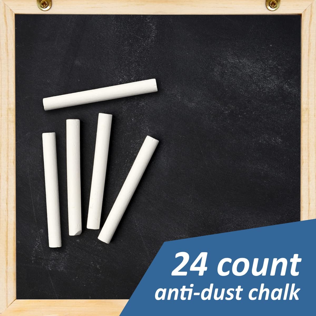 Chalk - 24 Pack White Chalk With 1 Felt Chalkboard Eraser - Thin Chalkboard Chalk Great For School, Office And Home Use, Dustles