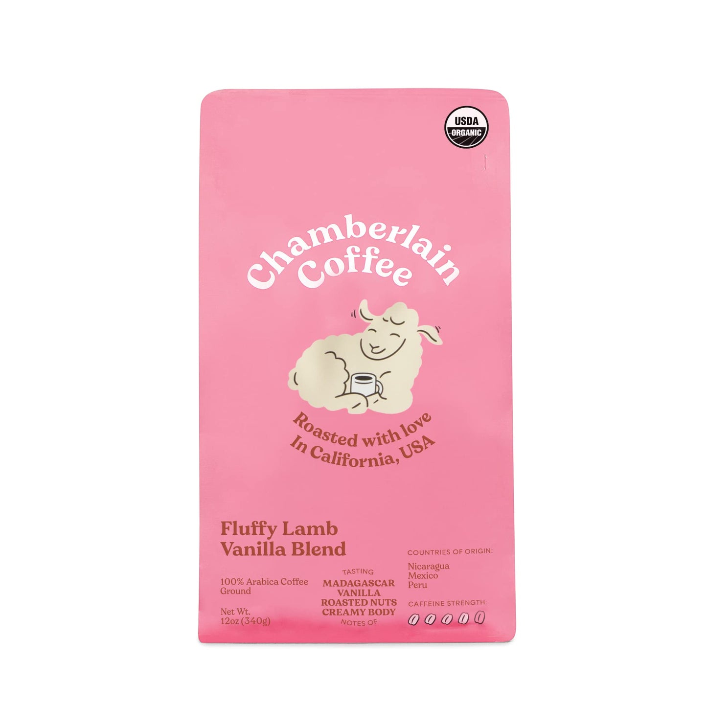 Chamberlain Coffee Fluffy Lamb Vanilla Blend - Medium Roast Ground Coffee Beans With Notes Of Madagascar Vanilla - Specialty Ground Coffee From Nicaragua, Freshly Roasted In California - 10 Oz
