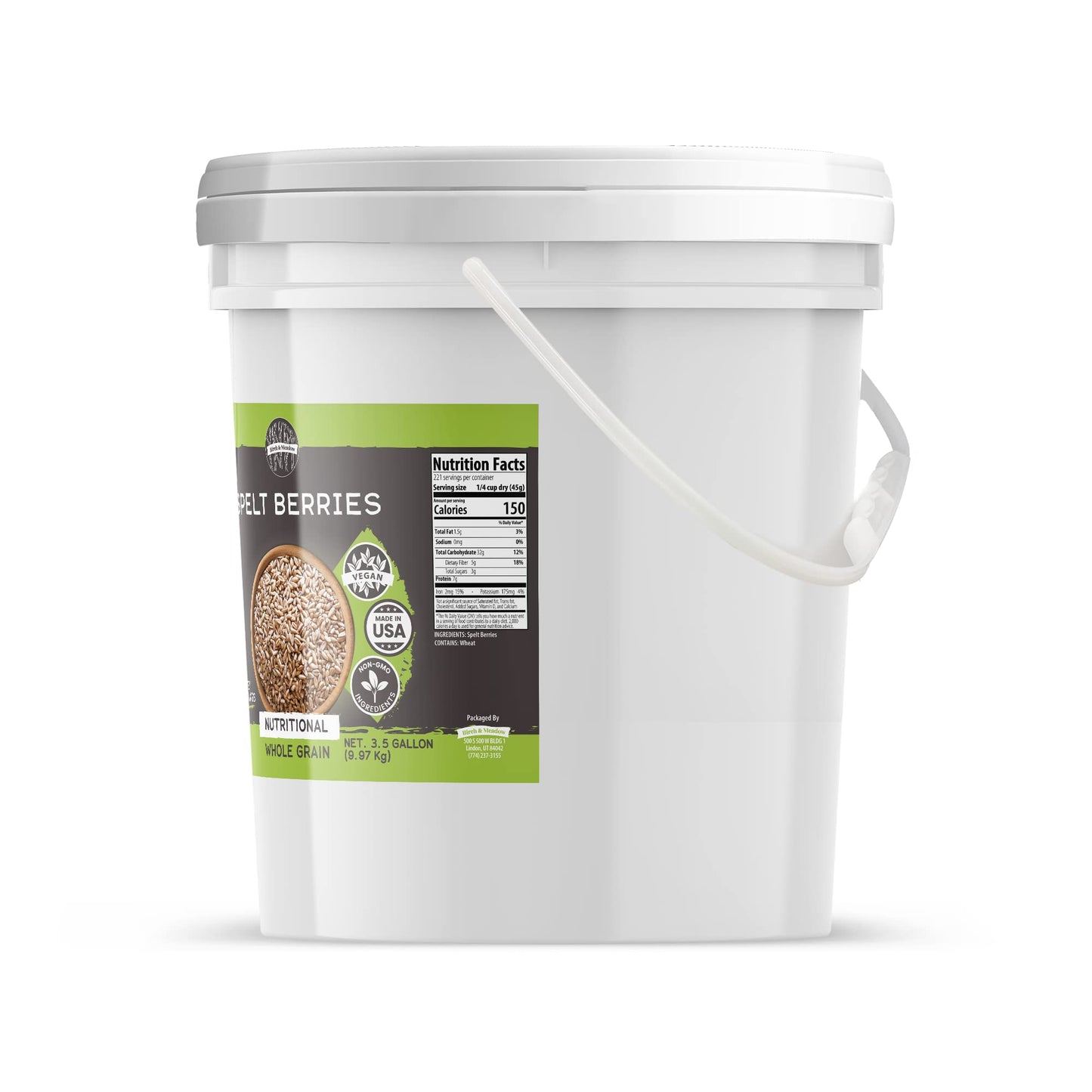 BIRCH & MEADOW Spelt Berries, Dehulled, Non-GMO, 3.5 Gallons, 1 Count