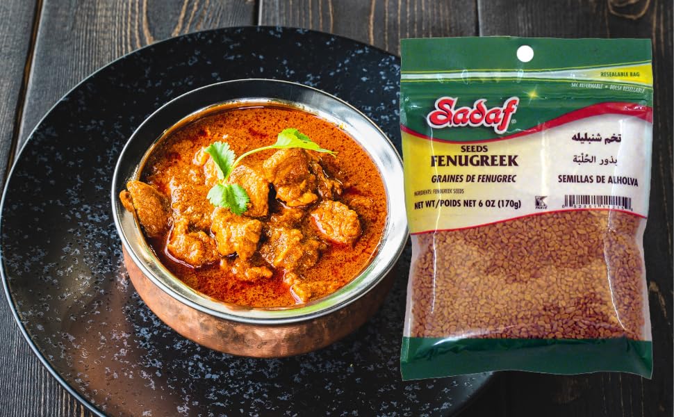 Sadaf Fenugreek Seeds - Whole Methi Seeds For Cooking And Flavoring Food - Ideal For Middle Eastern Cuisine - Fenogreco En Semillas - Kosher And Halal - 6 Oz Resealable Bag