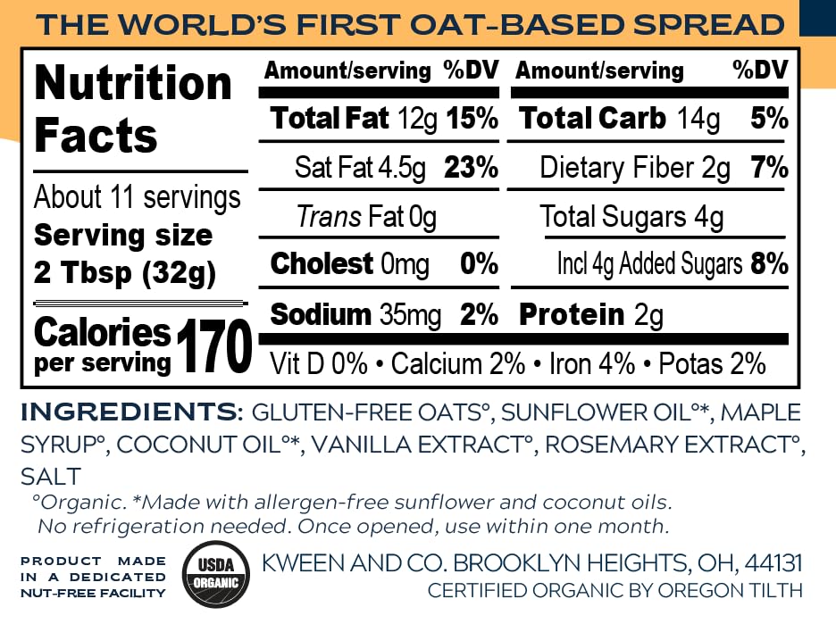Oat Haus Organic Vanilla Granola Butter  Peanut-Free, Almond (Tree-Nut) Free, & School-Safe (Top 8 Allergen Free)  Sunflower See