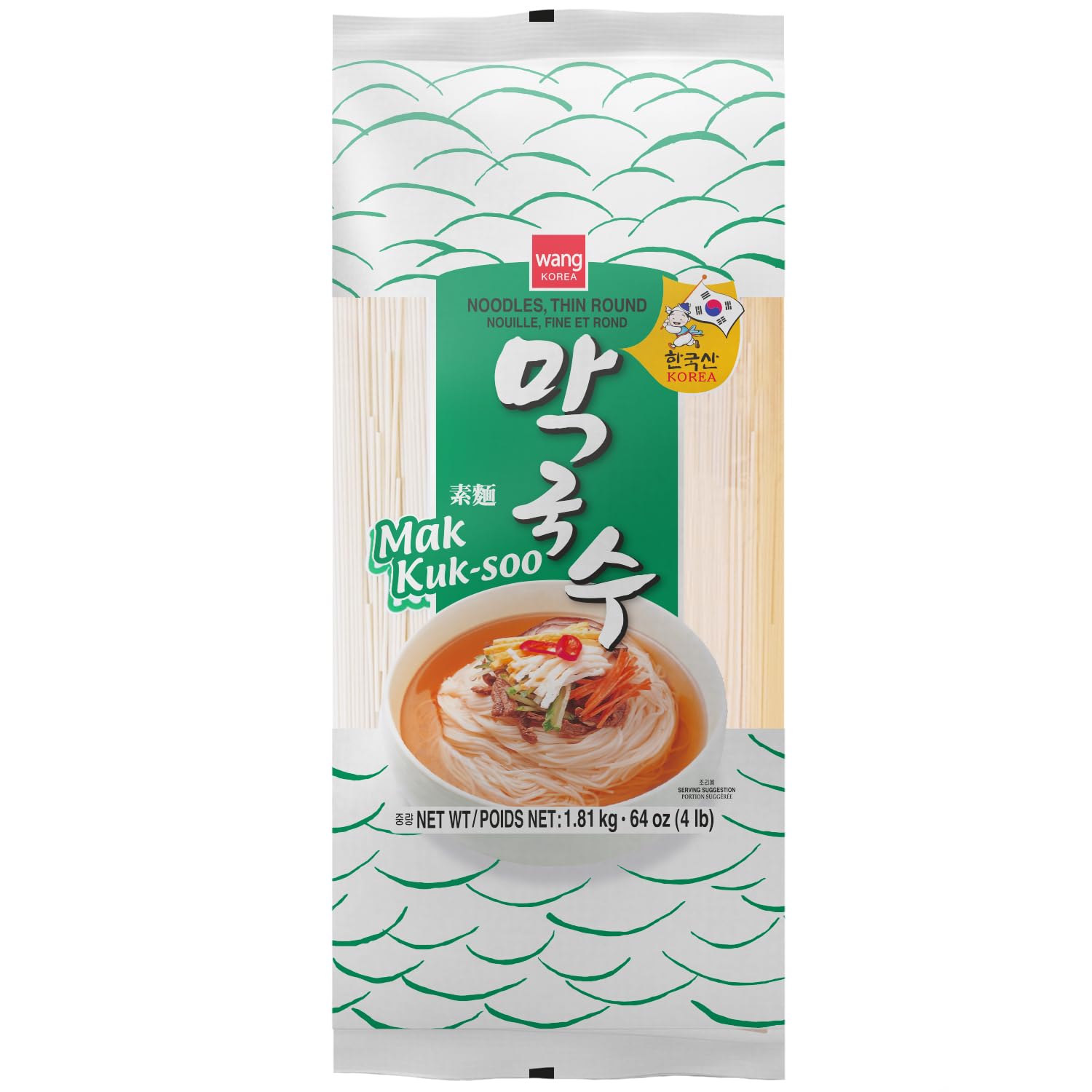Wang Korean Dried Noodles, Silky Thin Wheat Noodles, Janchi Guksu, Bibim Guksu, 63.49 Oz