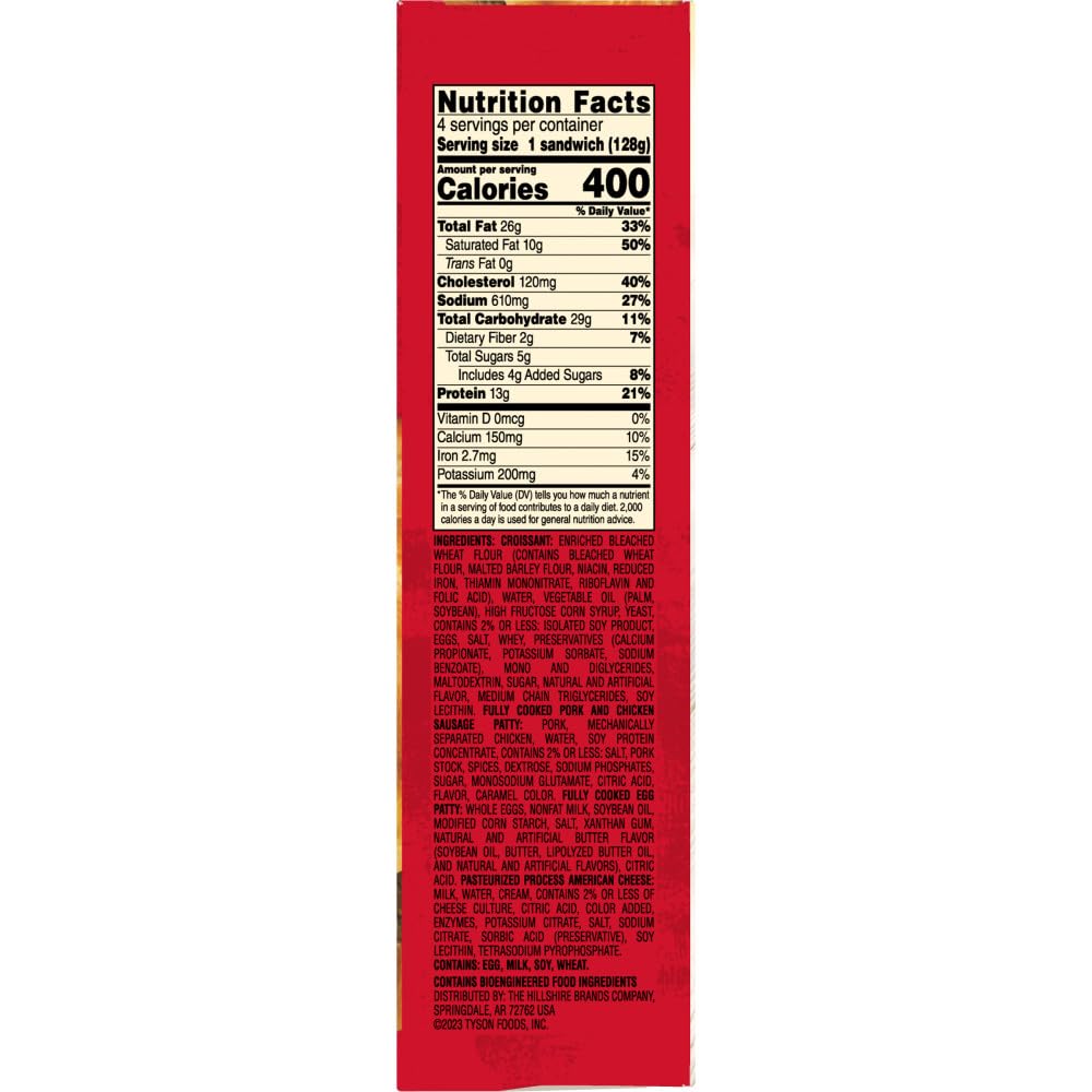 Jimmy Dean Sausage, Egg & Cheese Croissant Sandwiches, 18 Oz, 4 Ct (Frozen)