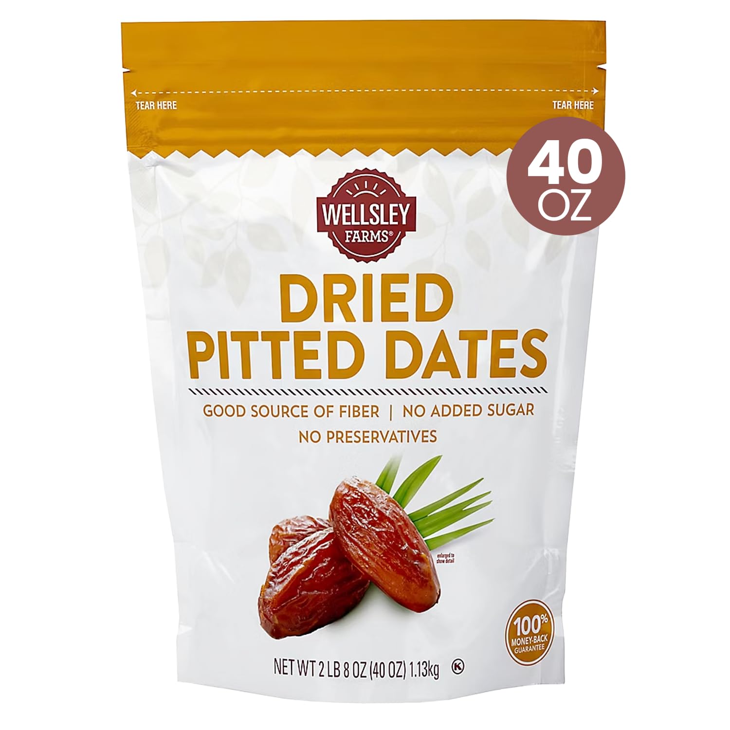 Wellsley Farms Dried Pitted Dates - Dried Dates with No Added Sugar, Preservatives, or Artificial Flavors - Vegan Friendly and L