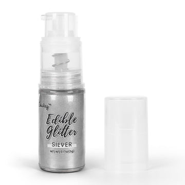 Shimmer Silver Edible Glitter Spray, 5g Edible Glitter for Cocktails, Cobakey Luster Dust Edible for Cake Decorating, Drinks, Ba