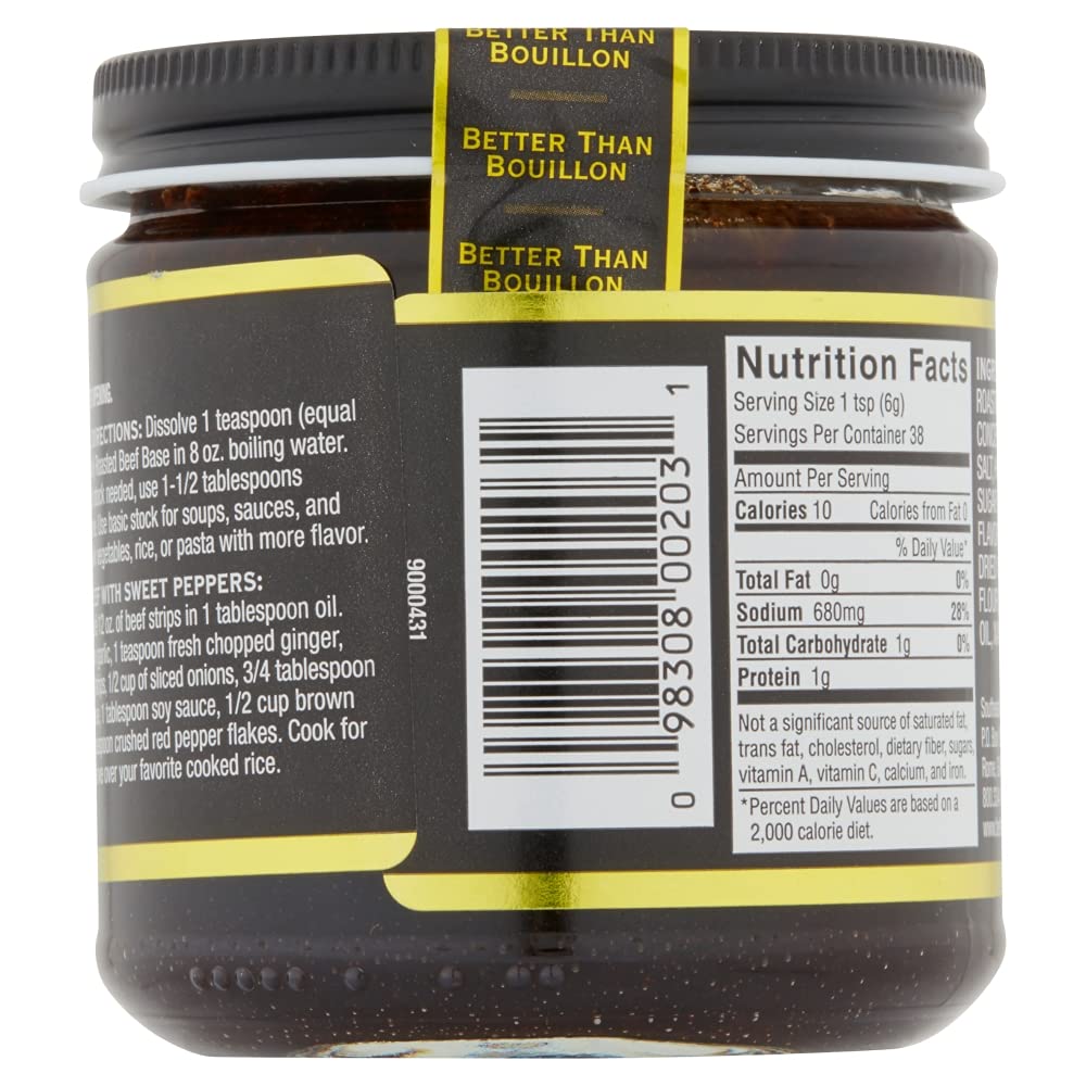 Better Than Bouillon Enhanced Roasted Beef Base, Made With Seasoned Roasted Beef, Blendable Base For Added Flavor, 38 Servings Per Jar, 8 Ounce Jar (Pack Of 2)