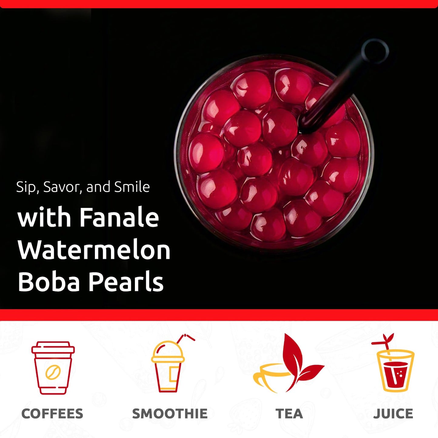 Fanale Watermelon Popping Boba Pearls, Vegan, Gluten Free, 1 Pound